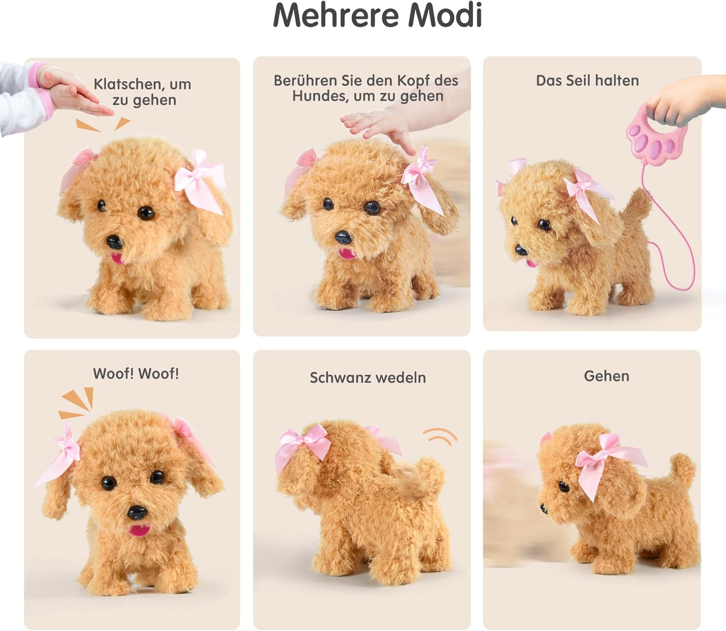 Stimmungs Interactive Pet Dog with Function for Children, Toy Plush Toy Dog with Walking, Barking, Tail Wagging, Electronic Pet Dog for Toddlers, Girls, Boys