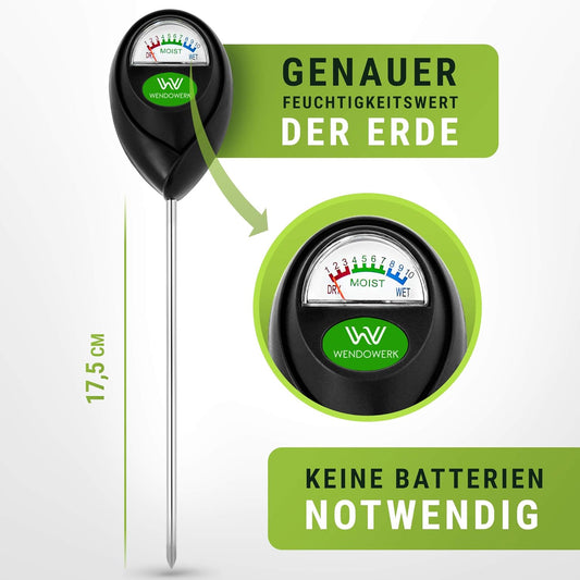 WENDOWERK® Soil Moisture Meter for Plants - [Green/Black] - No x- Improved Moisture Meter Plants [2022] - Premium Soil Testerz