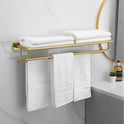RTCUL Towel Rack for Bathroom 32 Inch Wall Mounted Towel Rack Brushed Gold Towel Shelf with Double Towel Bar SUS304 Stainless Steel Towel Holder for...