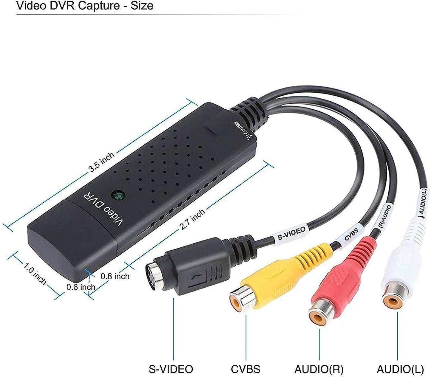 VHS to Digital Converter USB 2.0 Video Audio Capture Card Box VCR DVD TV To Digital Adapter