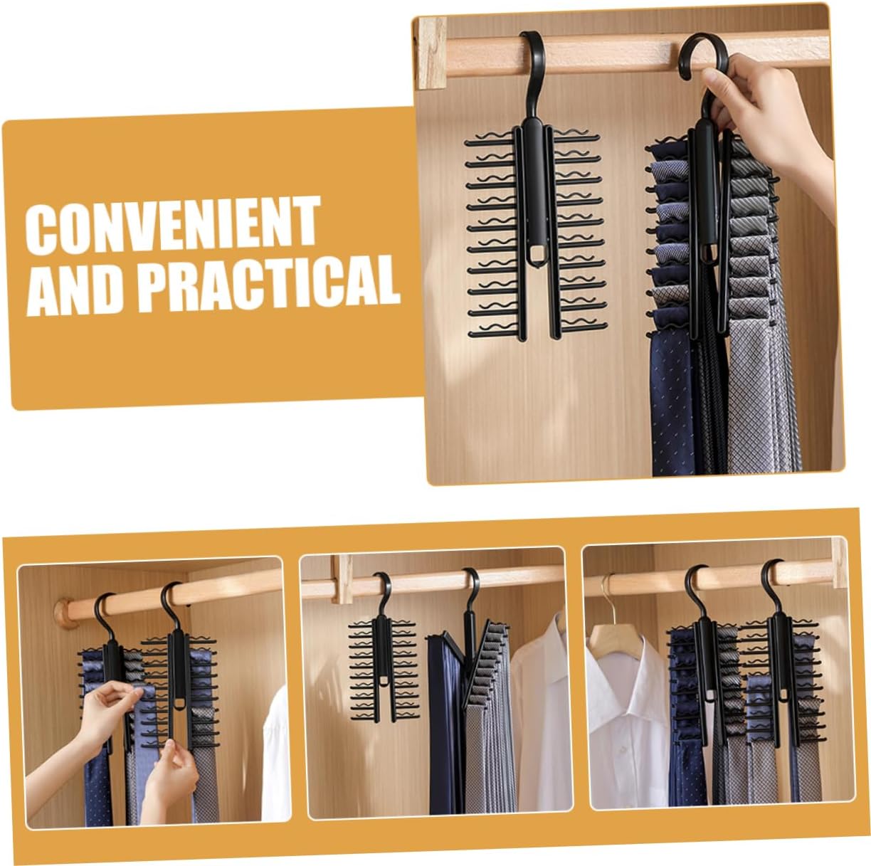 PRETYZOOM 2pcs Belt and Scarf Hanger Organizer Storage Rack for Ties Belts and Scarves Space-Saving Closet Sturdy and Design for