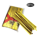 XC-TIE 500PCS 4'' Metallic Twist Ties Plastic Cable Ties for Bread Candy Bags, Party Cello, Cake Pops (Gold-500PCS)