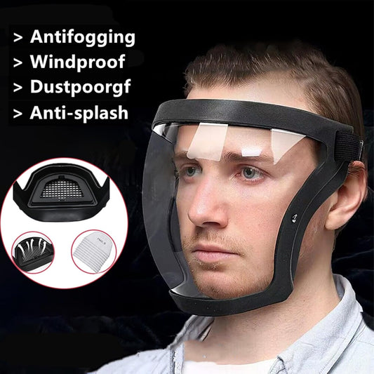 Transparent Anti-spray Face Shield Kitchen Protective Mask Splash-proof Full Face Cover Unisex Clear Goggles Kitchen Tools with PM2.5 filter