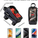WILD MAN Bike Phone Bag Bike Pouch Top Tube Bag Bicycle Front Frame Bag Waterproof Bike Bag Phone Holder Compatible with 6.5”(Black)