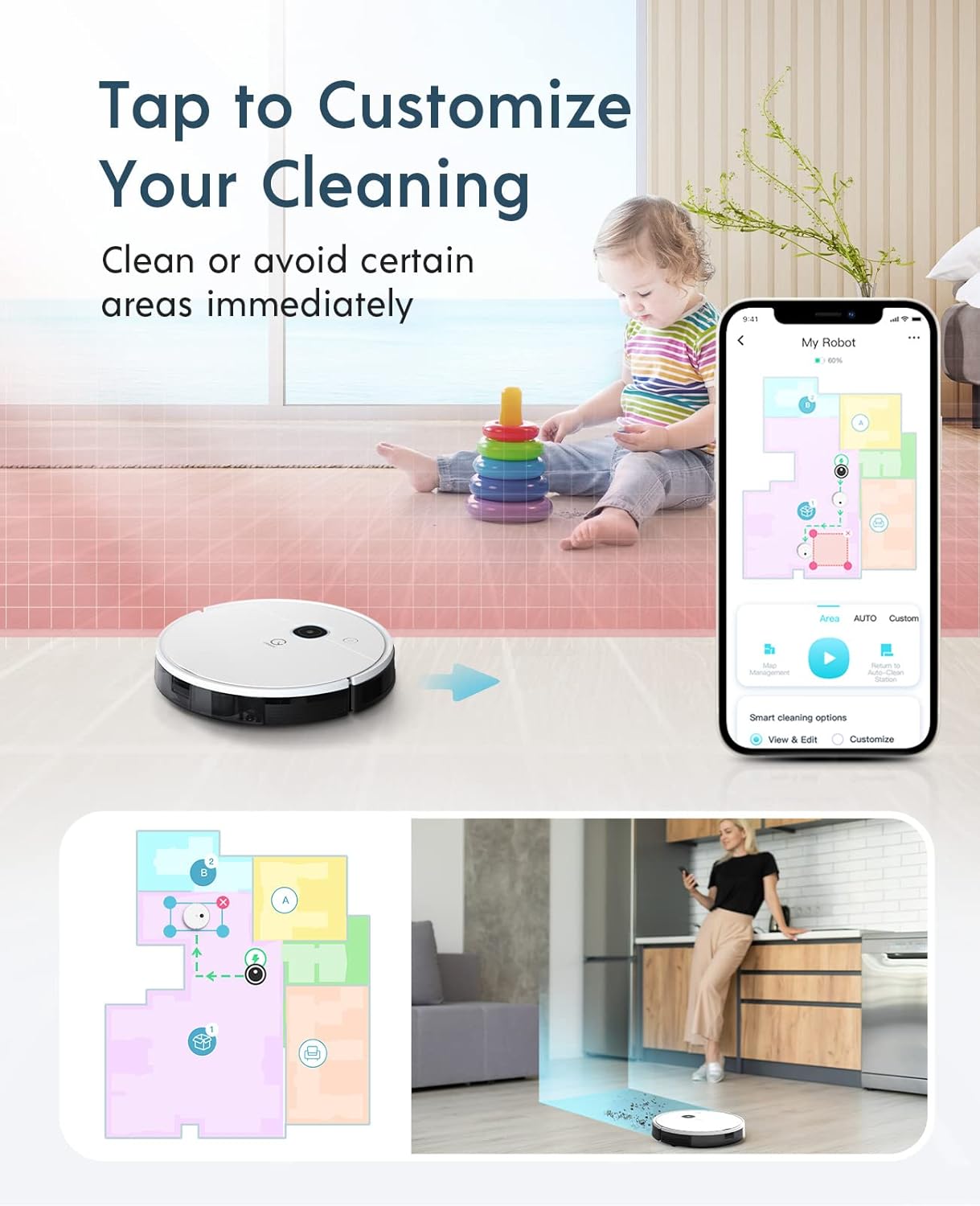 Yeedi vac Station Robot Vacuum and Mop - Self Emptying 3-in-1 Cleaner,200-Min Runtime,3000Pa Suction, Smart Mapping, Carpet Detection, Alexa Compatible,...