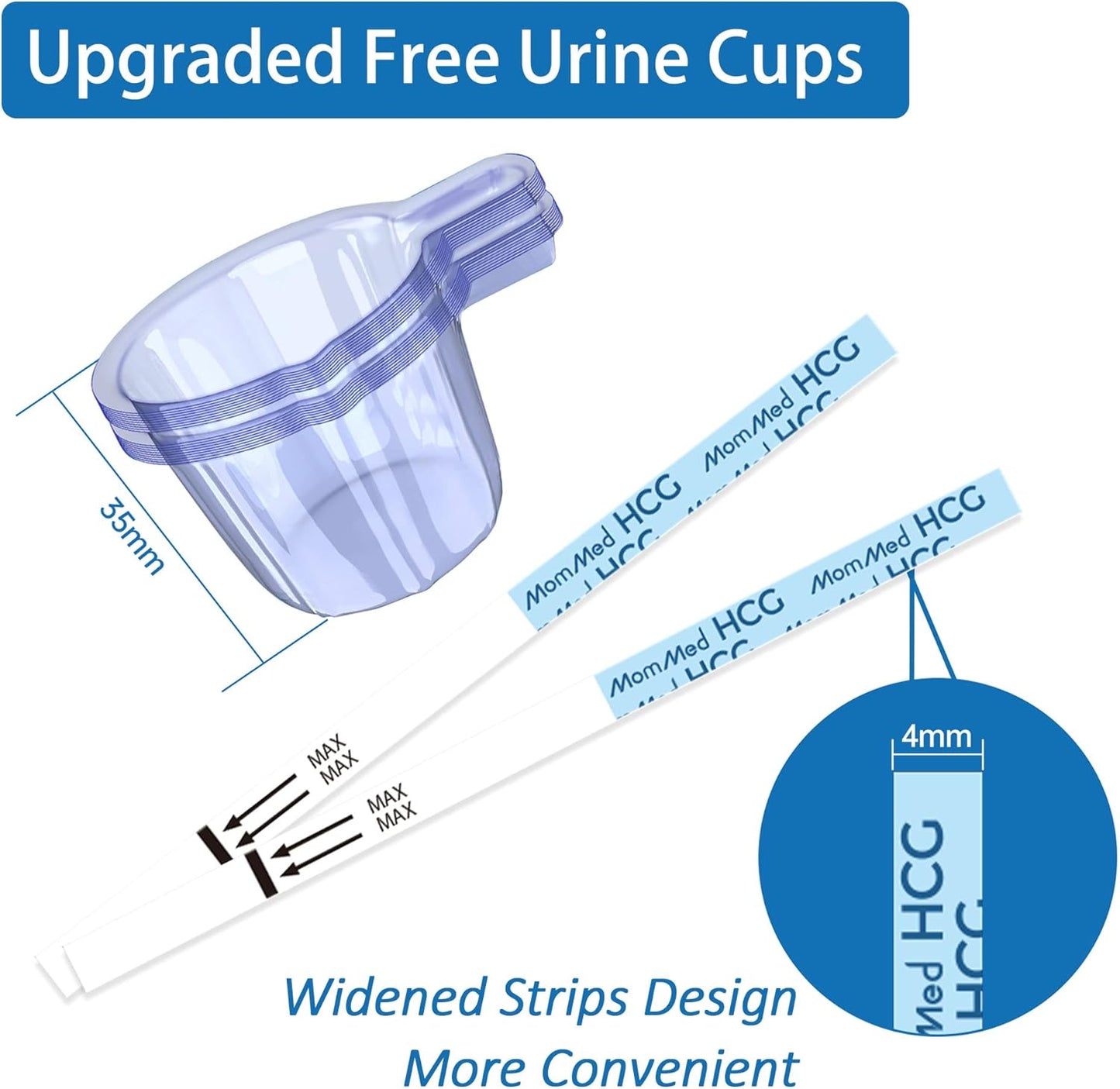 MomMed Pregnancy Tests, 20 x Pregnancy Test Strips (25mIU) with 20pcs Deep Urine Cups, Reliable and Quick Early Detection of Pregnancy, Early Pregnancy...