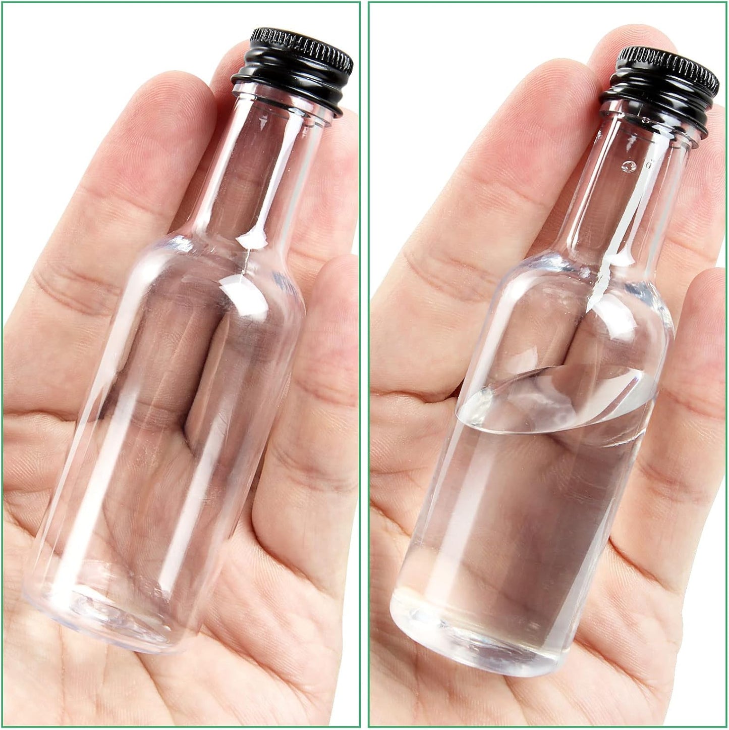 DAJAVE 50 Pack Mini Liquor Bottles, 1.7 fl oz Plastic Spirit Bottle with Black Screw Cap, Liquid Funnel for Easy Pouring, Filling, Miniature Bottles for...