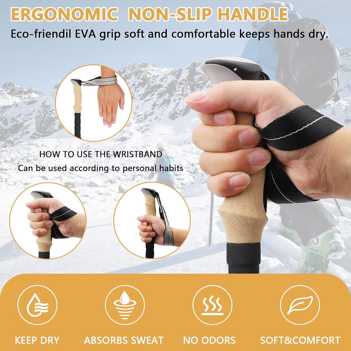 FRECOO Nordic walking poles, trekking poles made of 7075 aluminium, adjustable from 110-130 cm, with 5 pairs of rubber buffers, telescopic hiking poles for...