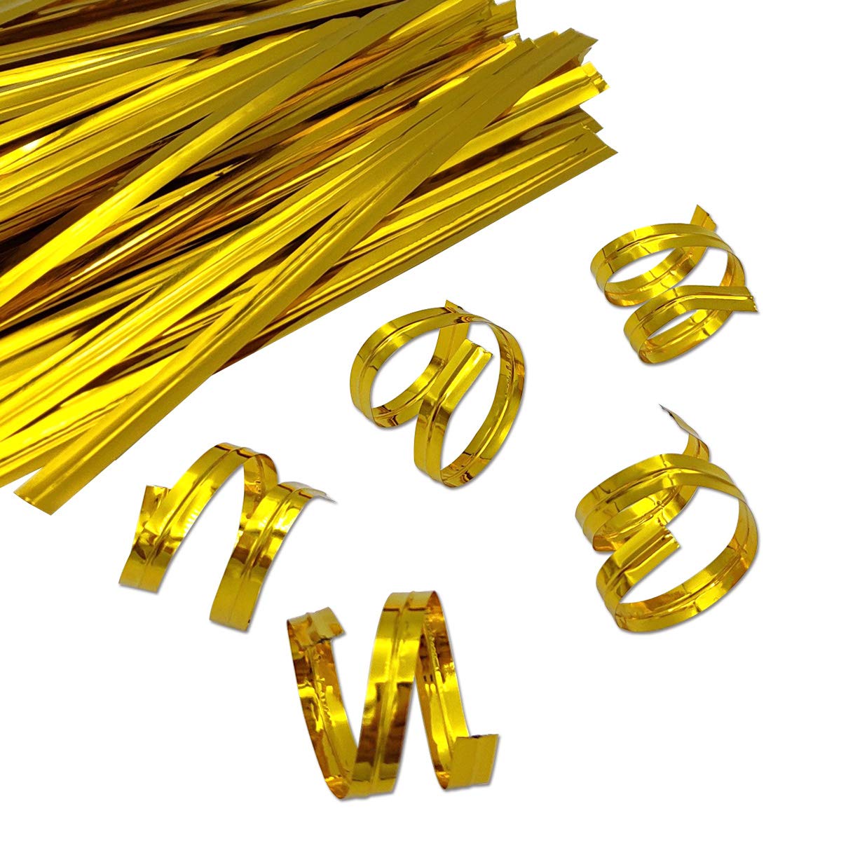 XC-TIE 500PCS 4'' Metallic Twist Ties Plastic Cable Ties for Bread Candy Bags, Party Cello, Cake Pops (Gold-500PCS)