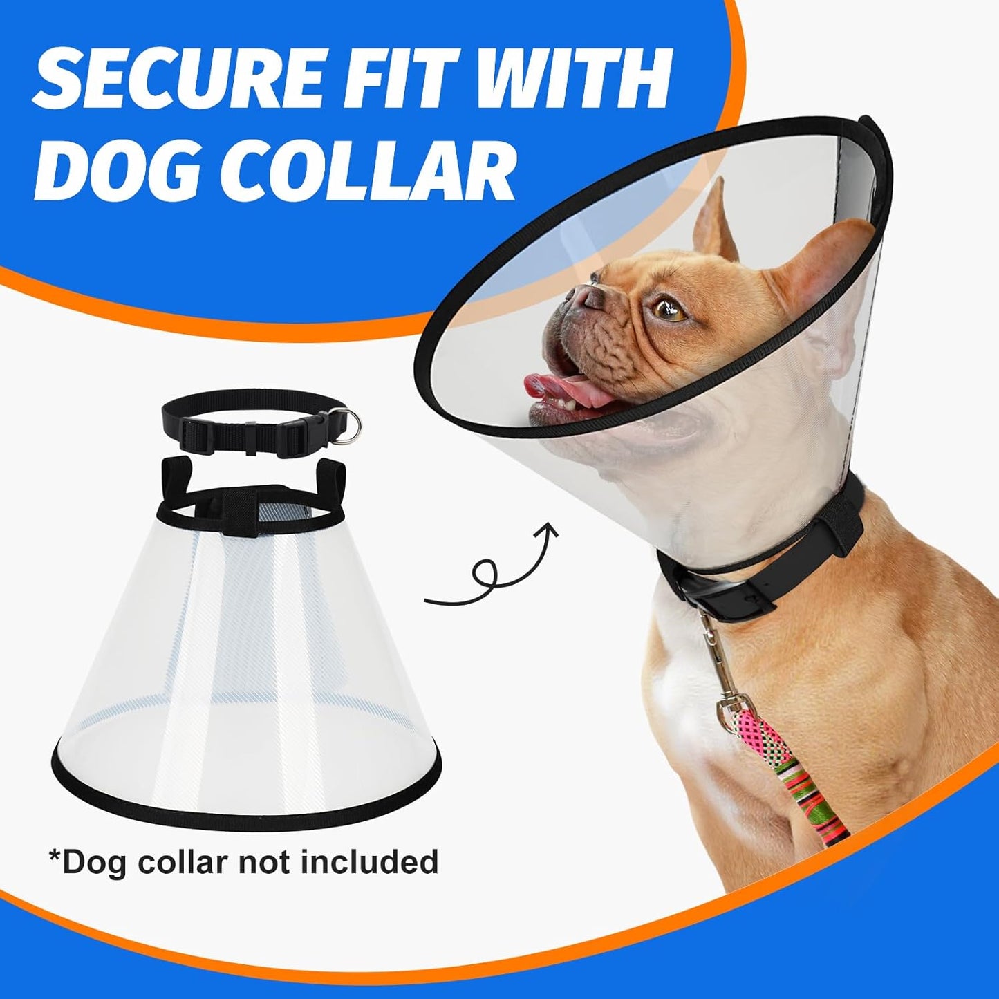 Supet Dog Cone Collar Adjustable After Surgery, Comfortable Pet Recovery Collar & Cone for Large Medium Small Dogs, Elizabethan Dog Neck Collar Plastic...