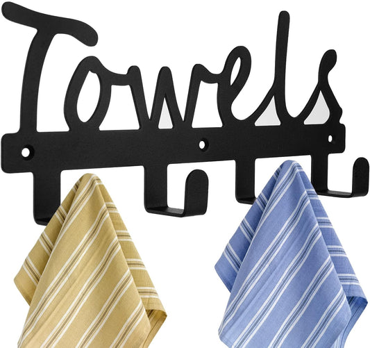 Fasmov Wall-Mounted 4 Hook Wall Towel Rack Originality Clothing Hooks, Towel Holde for Kitchen Storage Organizer Rack, Bathroom Towels, Robes, Clothing