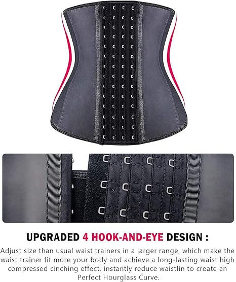 YIANNA Waist Trainer for Women Latex Underbust Waist Corsets Cincher Hourglass Body Shaper 4 Hooks