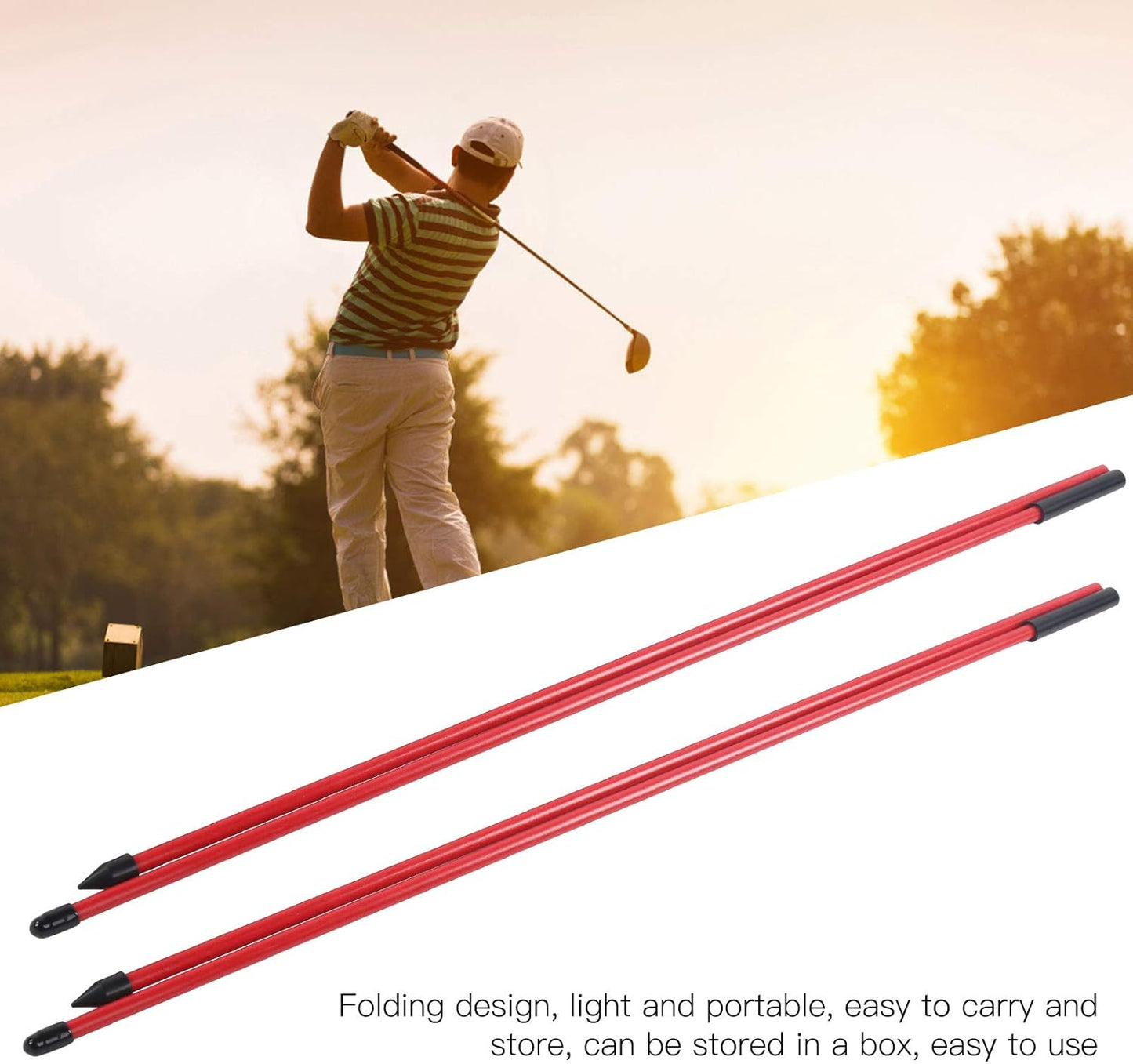 Collapsible Alignment Sticks,Fiberglass Golf Alignment Sticks, Golf Alignment Rods - Improve Swing Precision, 2 Section Foldable Design(Orange)