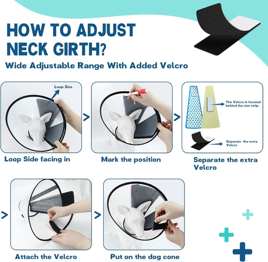 Supet Dog Cone Collar Adjustable After Surgery, Comfortable Pet Recovery Collar & Cone for Large Medium Small Dogs, Elizabethan Dog Neck Collar Plastic...