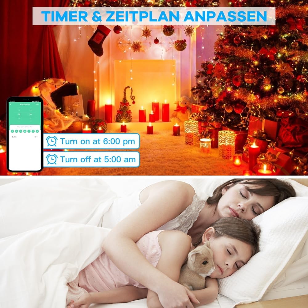 WLAN Socket GreenSun Power Meter 2X WiFi Socket with Current Measurement Smart Life Socket WiFi Socket with Timer 2.4GHz 16A Smart Plug Compatible with...