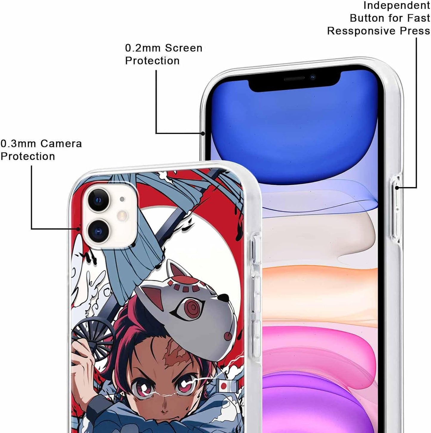 Eouine Case for Apple iPhone 11 Case (6.1 Inches), Soft Transparent TPU Silicone Protective Case with Anime Demon Slayer Tanjirou Nezuko, STO...
