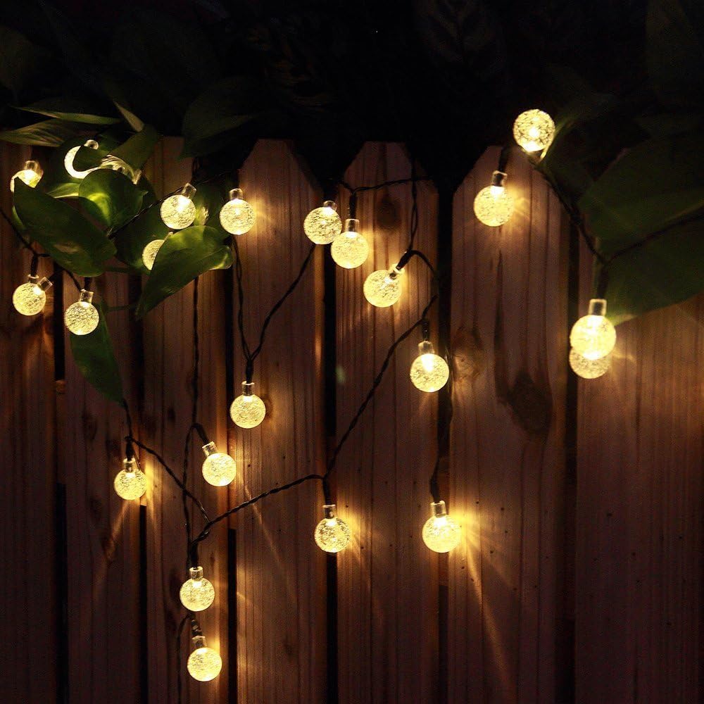 Solar String Lights, KEEDA 30 LED Crystal Ball Globe Fairy Patio Lights for Outdoor Garden (Warm White)