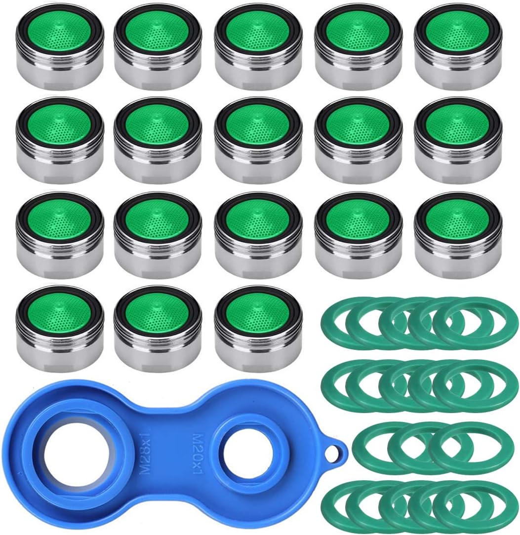 Gebildet 18pcs Jet Regulator M24 Faucet Strainer Insert, for Faucets Material Brass of Chrome Plated with ABS Plastic Filter + 1 Piece Aeration Wrench