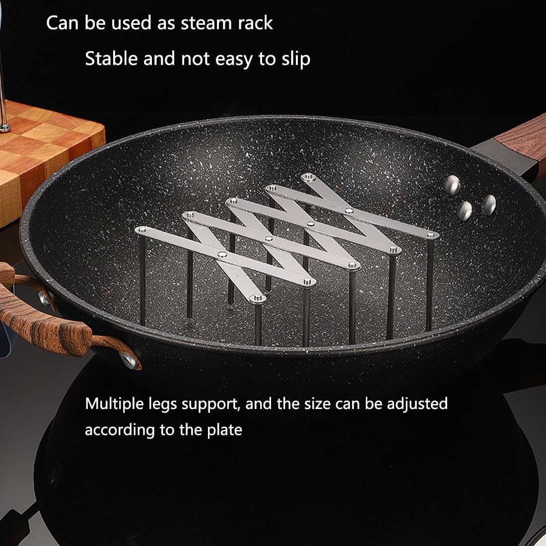 Pot Lid Holder, Kitchen, Lid Holder, Drawer, Stainless Steel, Adjustable Pan Organizer, Multifunctional Pot Lid, Organizer for Jars, Lid, Perforated Plate,...