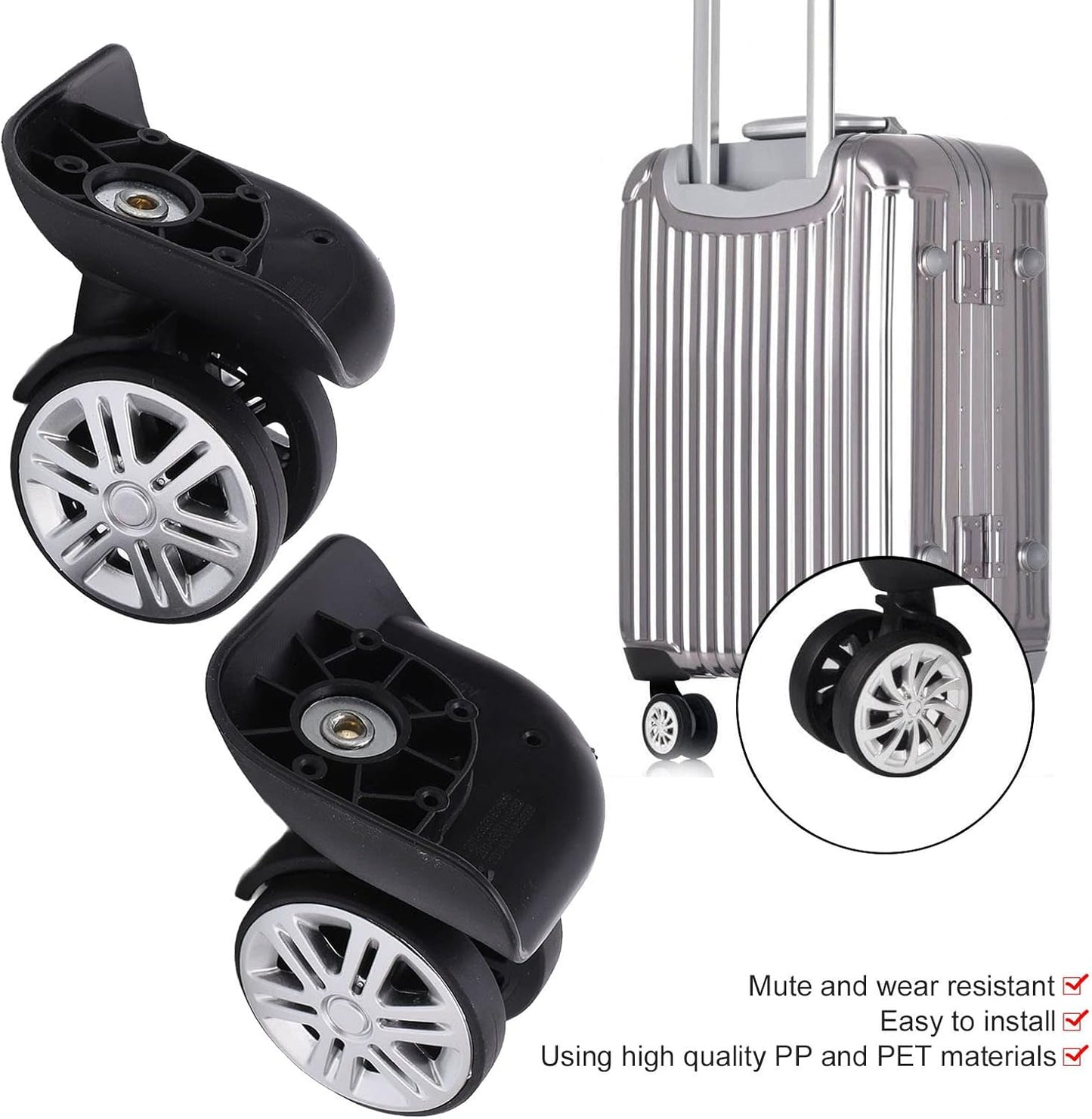 Fydun 1 Pair A65, Wheels Mute Swivel Suitcase Luggage Samsonite Replacement Wheels Replacement for Caster Repair Parts