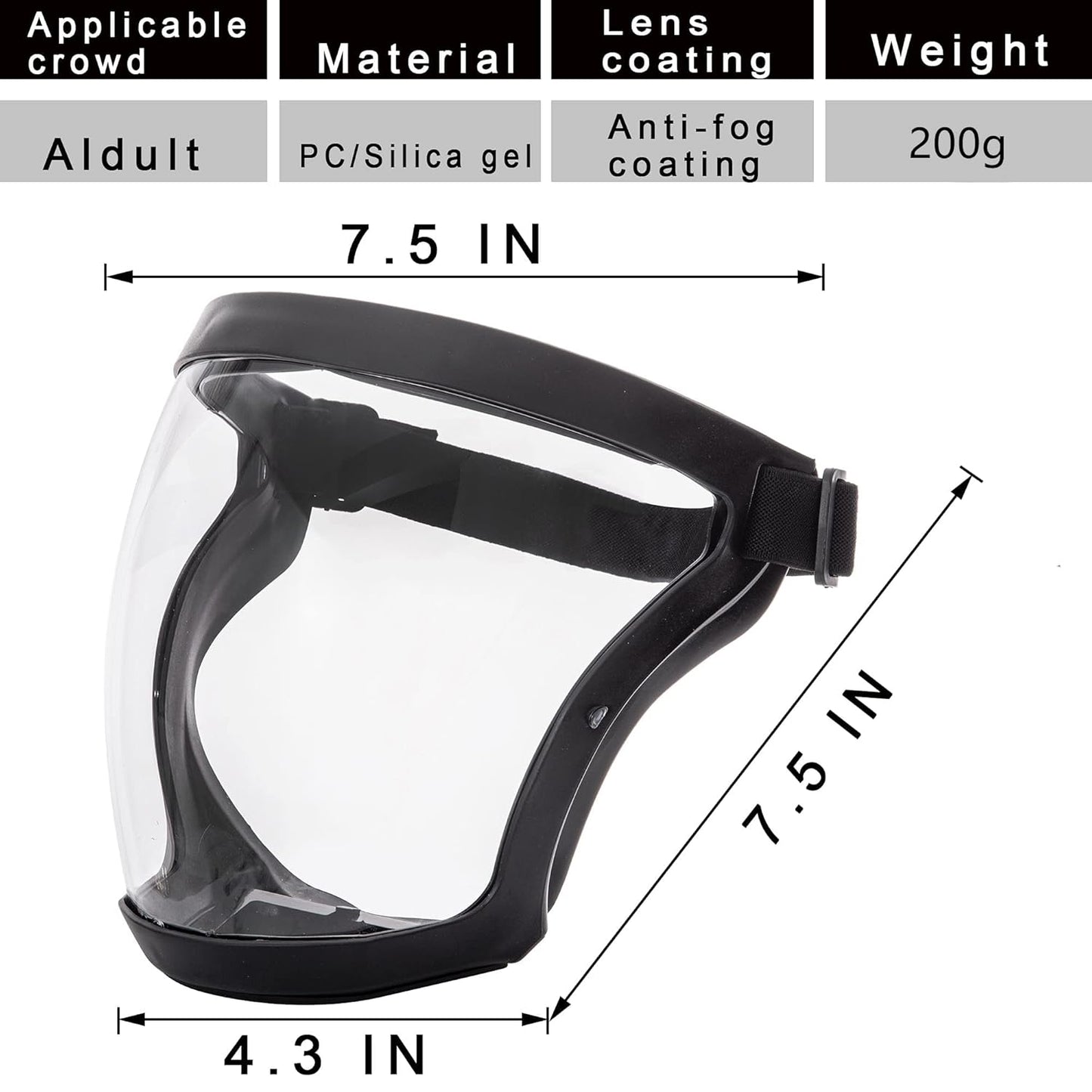 Transparent Anti-spray Face Shield Kitchen Protective Mask Splash-proof Full Face Cover Unisex Clear Goggles Kitchen Tools with PM2.5 filter