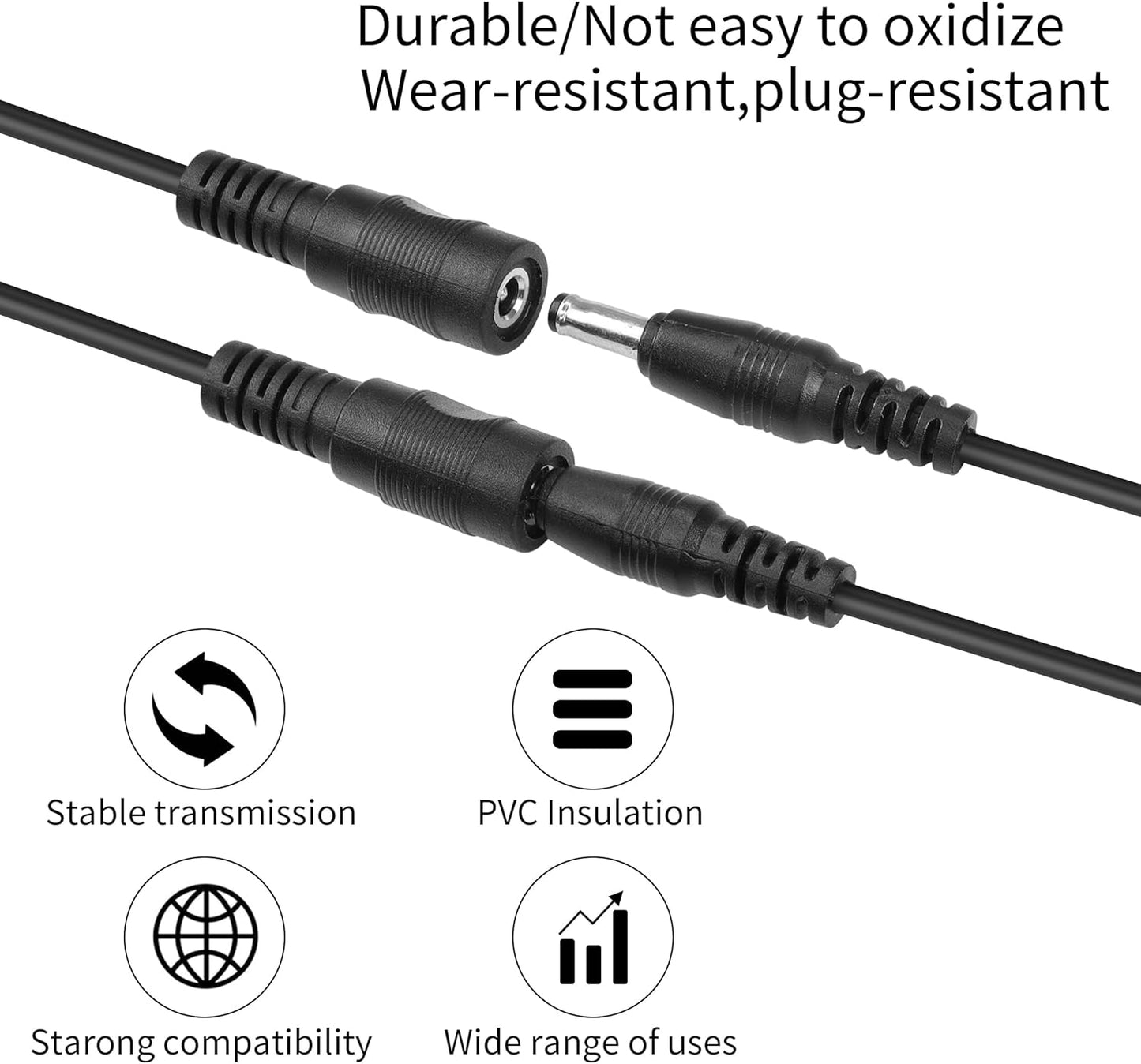 YACSEJAO DC Y Splitter Cable 2PCS 12V DC 3.5mm x 1.35mm 1 Female to 2 Male Adapter Cord for CCTV Security Camera, DVR, HDVD, LED Strip Light(1FT/30CM)