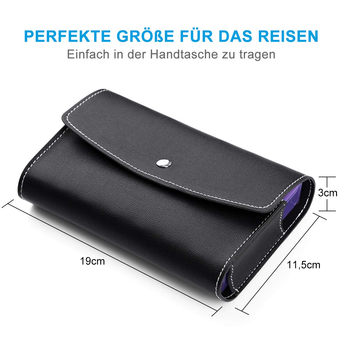BUG HULL 7-Day German Pill Box – PU Leather Travel Tablet Organizer with 3 Daily Compartments