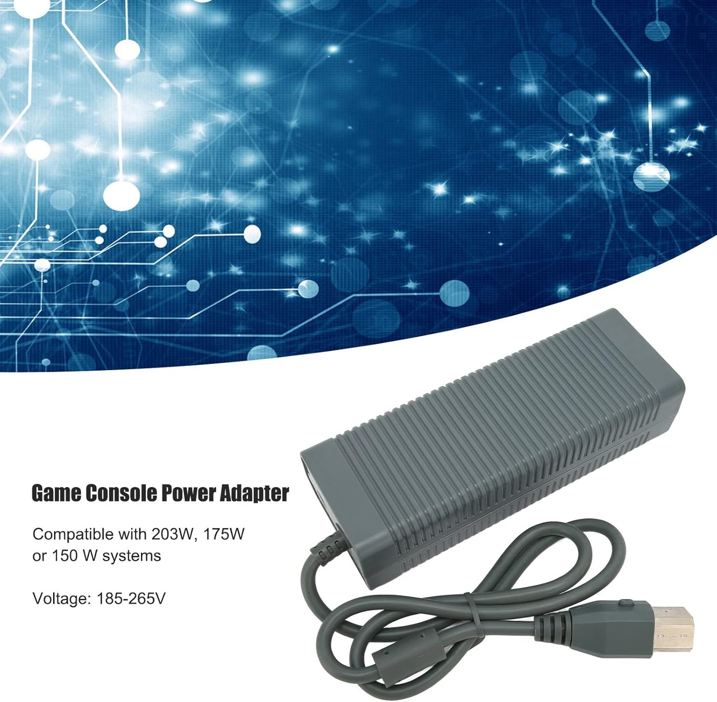 Dioche Game Console Power Adapter Game Console Power Adapter Abs Gray For 360 Power Adapter Game Console Power Supply Charger With Power Cord