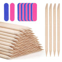 40/40 pcs Double-Sided Nail Buffer & Orange Wood Cuticle Sticks – Manicure & Pedicure Tools
