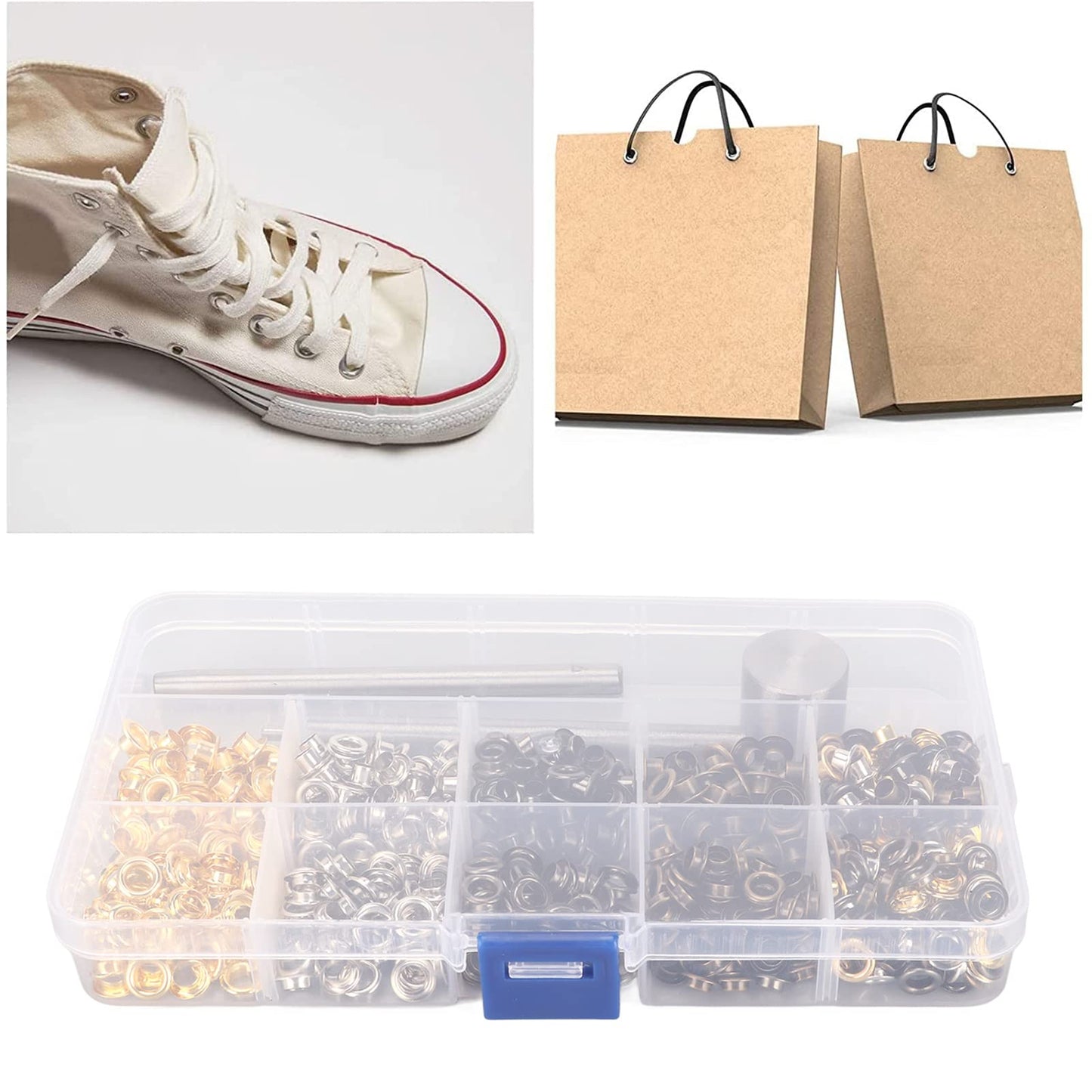 Hztyyier 280 Sets Grommet Kit – 4mm Metal Eyelets Tool Set for Leather, Fabric & DIY Crafts