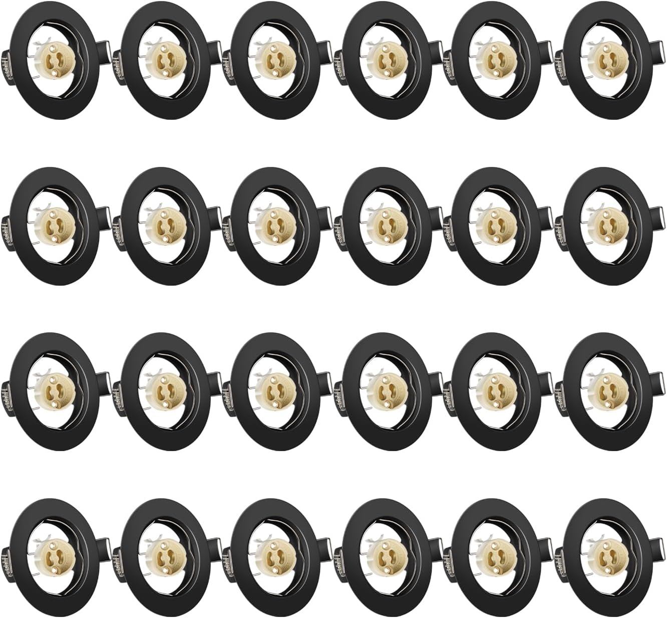 Tofisr LED Recessed Ceiling Light Mounting Frame Round Black Spotlight Fittings incl. GU10 Socket, Cut-Out Hole Size:55mm-70mm, Downlight Frame for LED and...