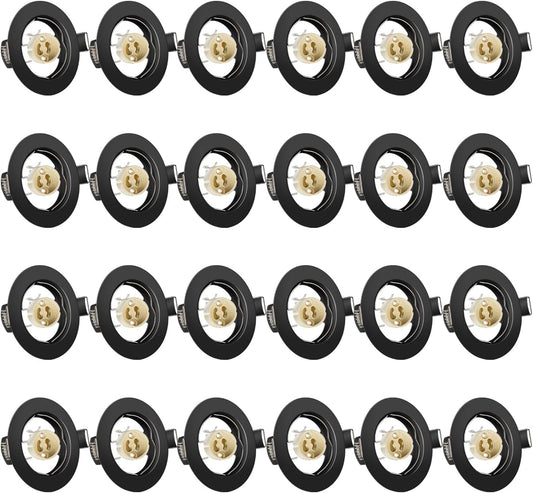 Tofisr LED Recessed Ceiling Light Mounting Frame Round Black Spotlight Fittings incl. GU10 Socket, Cut-Out Hole Size:55mm-70mm, Downlight Frame for LED and...