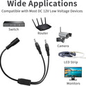 YACSEJAO DC Y Splitter Cable 2PCS 12V DC 3.5mm x 1.35mm 1 Female to 2 Male Adapter Cord for CCTV Security Camera, DVR, HDVD, LED Strip Light(1FT/30CM)