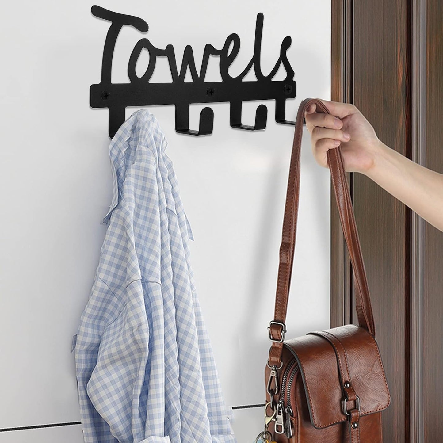 Fasmov Wall-Mounted 4 Hook Wall Towel Rack Originality Clothing Hooks, Towel Holde for Kitchen Storage Organizer Rack, Bathroom Towels, Robes, Clothing
