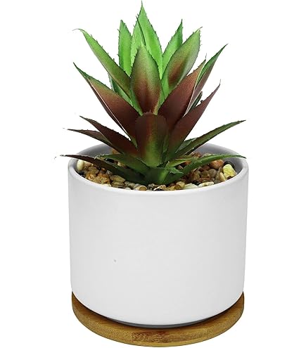 set of 2 Small Ceramic Flower Vase with Mini Artificial Flowers – Home Decor Pot