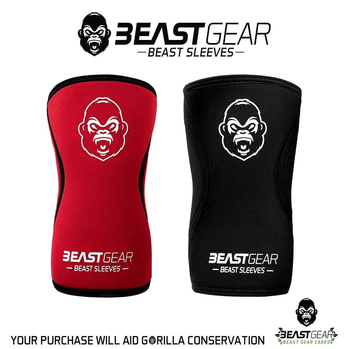 Beast Gear Knee Sleeves for Weightlifting - 5mm Reversible Neoprene Compression Sleeve Pack for Powerlifting, Squats & Running, medium