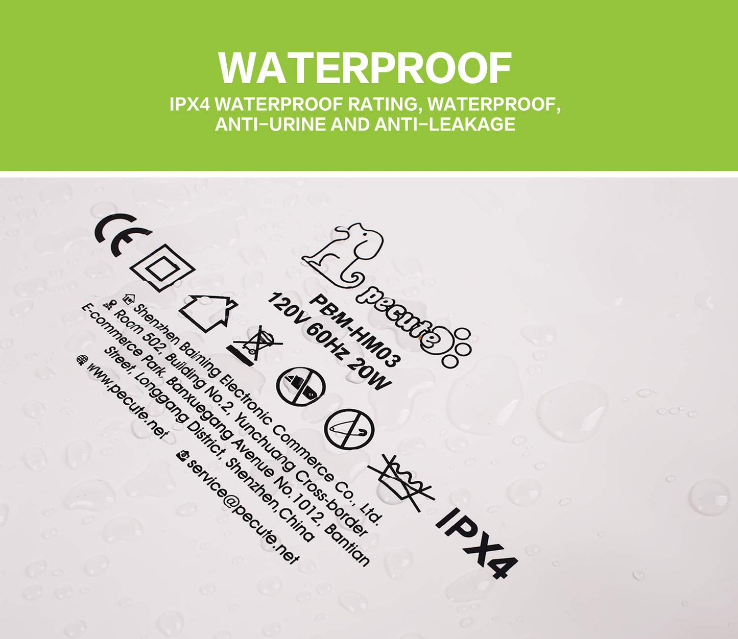 Pecute Haustier Heizkissen – Heizmatte für Hund & Katze, Wasserdichte Wärmedecke mit Konstanter Temperatur, L 65×50cm
