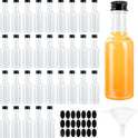 DAJAVE 50 Pack Mini Liquor Bottles, 1.7 fl oz Plastic Spirit Bottle with Black Screw Cap, Liquid Funnel for Easy Pouring, Filling, Miniature Bottles for...