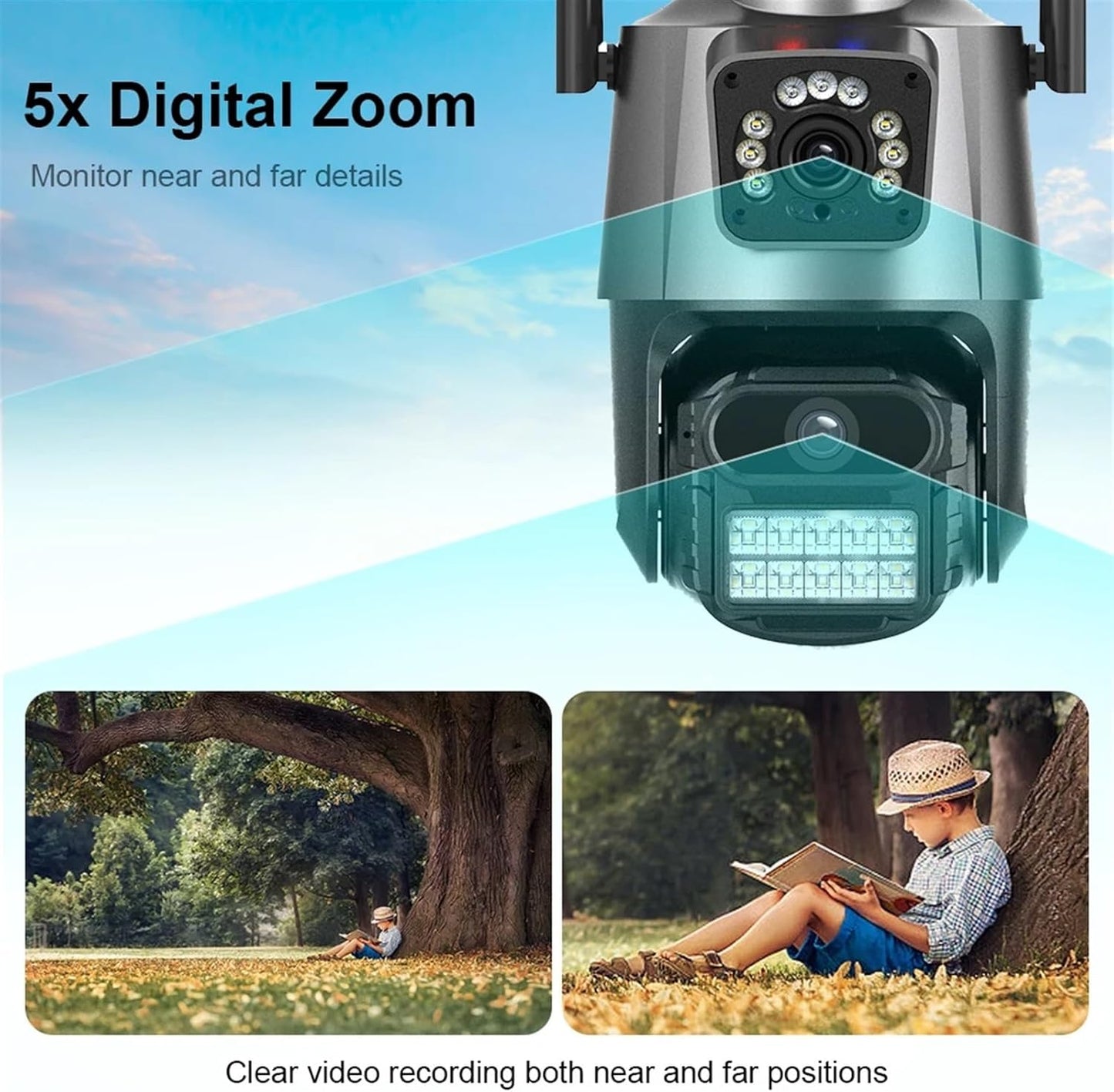 Cameras for Home Security 8MP 4K IP Camera Dual Lens Dual Screen PTZ Camera Outdoor Waterproof Security Video Surveillance Camera Police Light Alarm with...