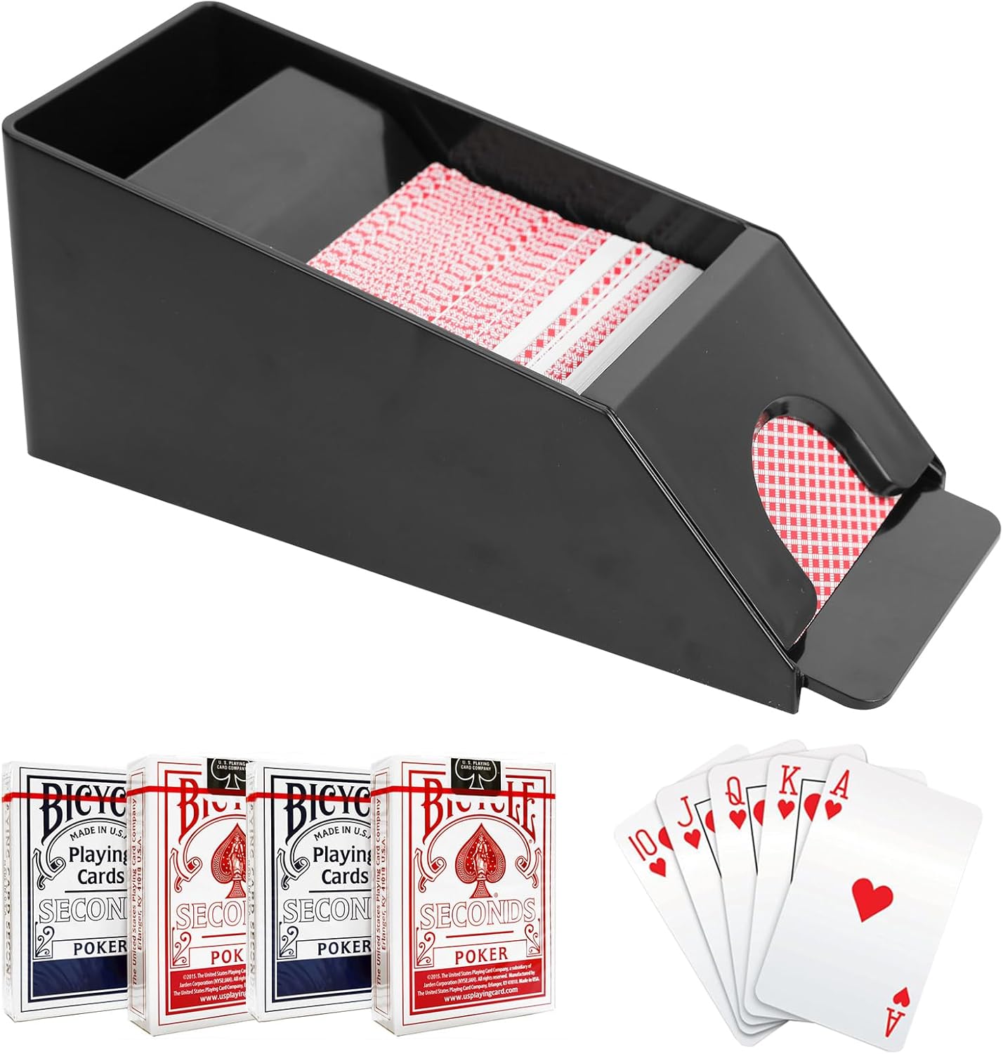 Blackjack Set for 4 Decks Pokers, Poker Accessories Casino Card Shufflers Card Dealer, ABS Blackjack Poker Set Playing Card Dispenser, Poker Card Dealer...