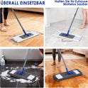 Masthome Mop Set of 4 Mop Pads, Chenille Floor Mop with Long Handle, Microfibre Flat Mop for Hardwood, Marble, Tile Cleaning, Send 1 Scraper, Blue
