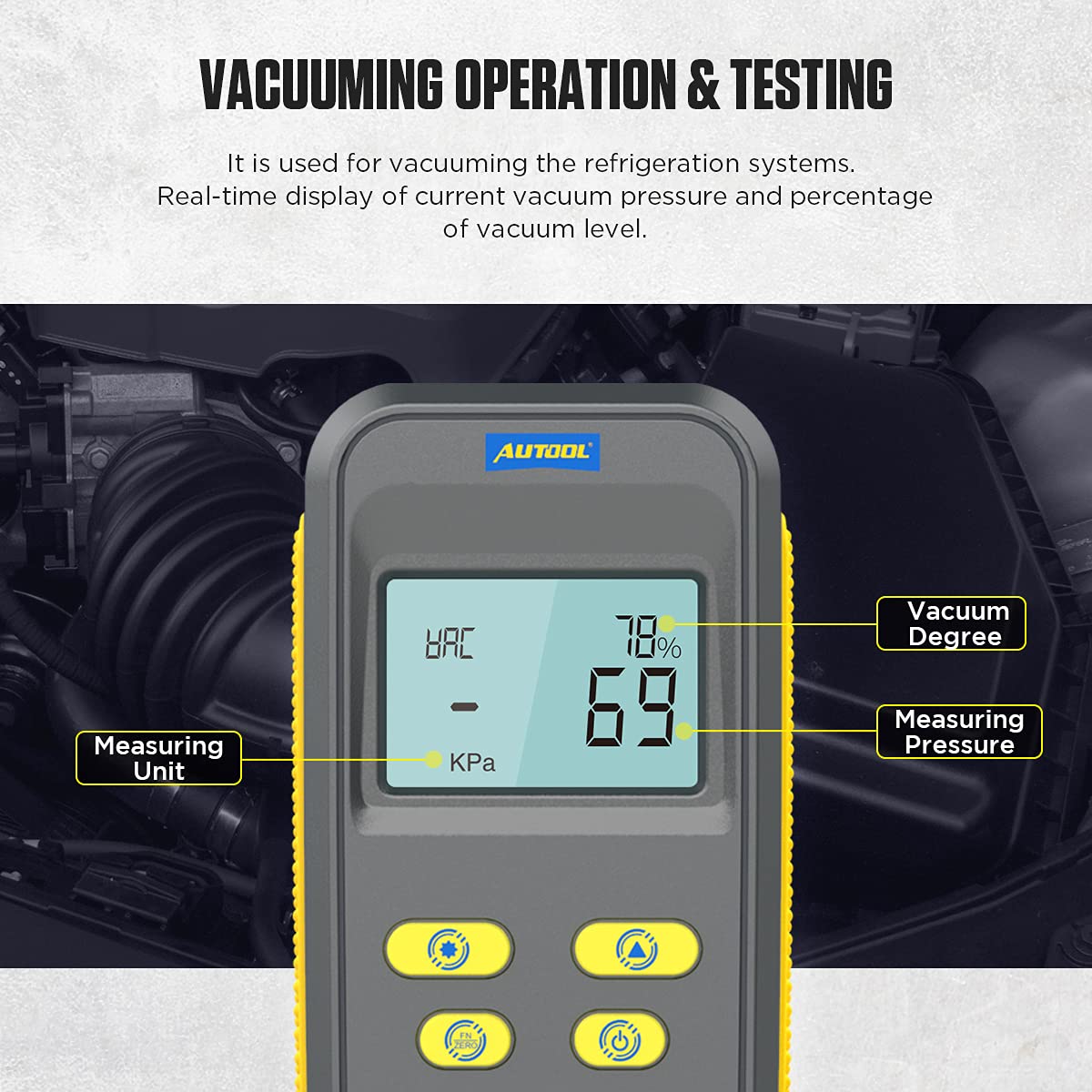 AUTOOL LM110 Digital Manifold Gauge, HVAC System Refrigeration Gauge for Refrigerant Filling&Pressure Test / Vacuum Operation Test /Pressure Leak Test...