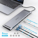 HOPDAY 10 Ports USB C Docking Station - USB C Hub for MacBook Pro/Air, and Surface Pro - USB C Adapter with Dual Display (USB A 3.0, HDMI, VGA, PD 100W,...