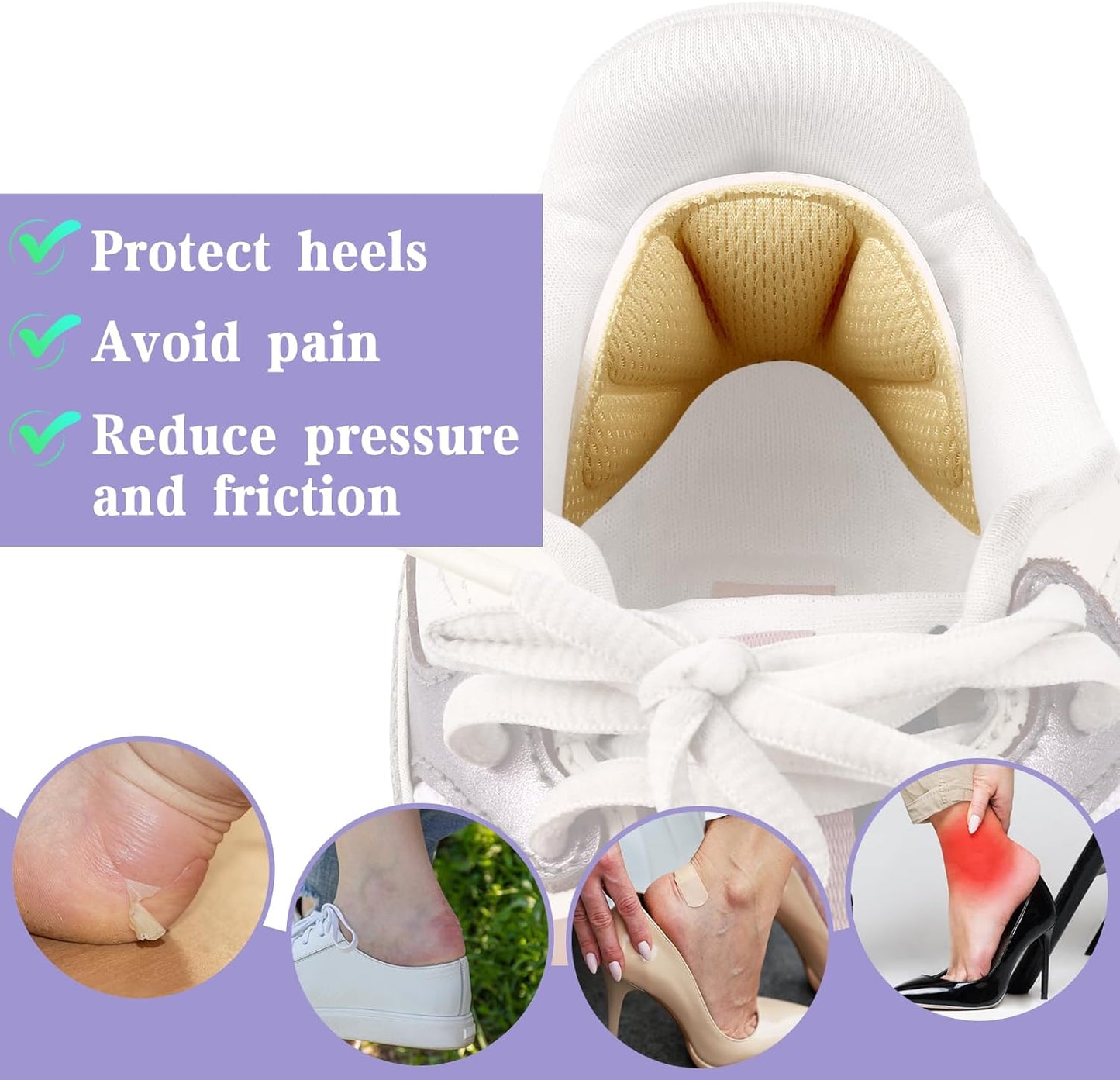 10 Pairs of Heel Protectors for Shoes, Heel Saver for Shoes, Self Adhesive Heel Pads for Men Women, Heel Protector for Sneakers High Heels, Sneakers Boots