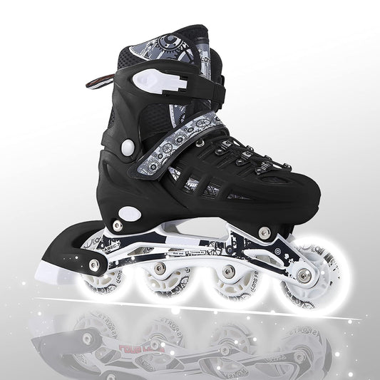 4 Types Size Adjustable Inline Skates Kids Adults for Outdoor Flash Men and Women Inline Skates Beginners Featuring All Illuminating Wheels Roller Shoes Pu...