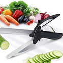 2 in 1 Clever Cutting Knife – Stainless Steel Food Chopper & Kitchen Scissor