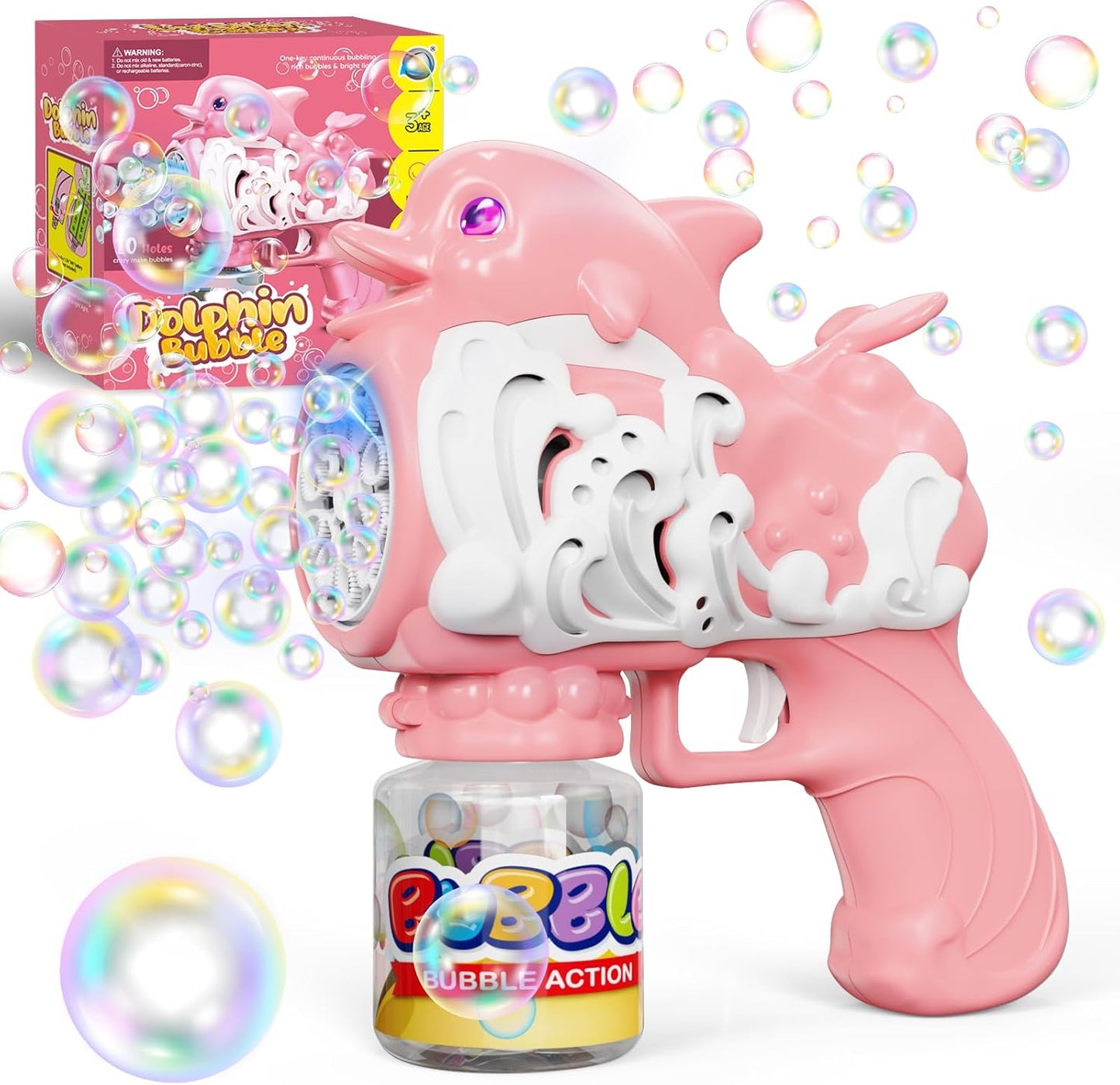 Electric Rechargeable 57-Hole Bubble Gun Blaster – Auto-Water Absorbing Bubble Machine Toy for Kids, Outdoor Parties & Summer Play (Blue/Pink/Yellow)
