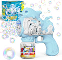 Electric Rechargeable 57-Hole Bubble Gun Blaster – Auto-Water Absorbing Bubble Machine Toy for Kids, Outdoor Parties & Summer Play (Blue/Pink/Yellow)