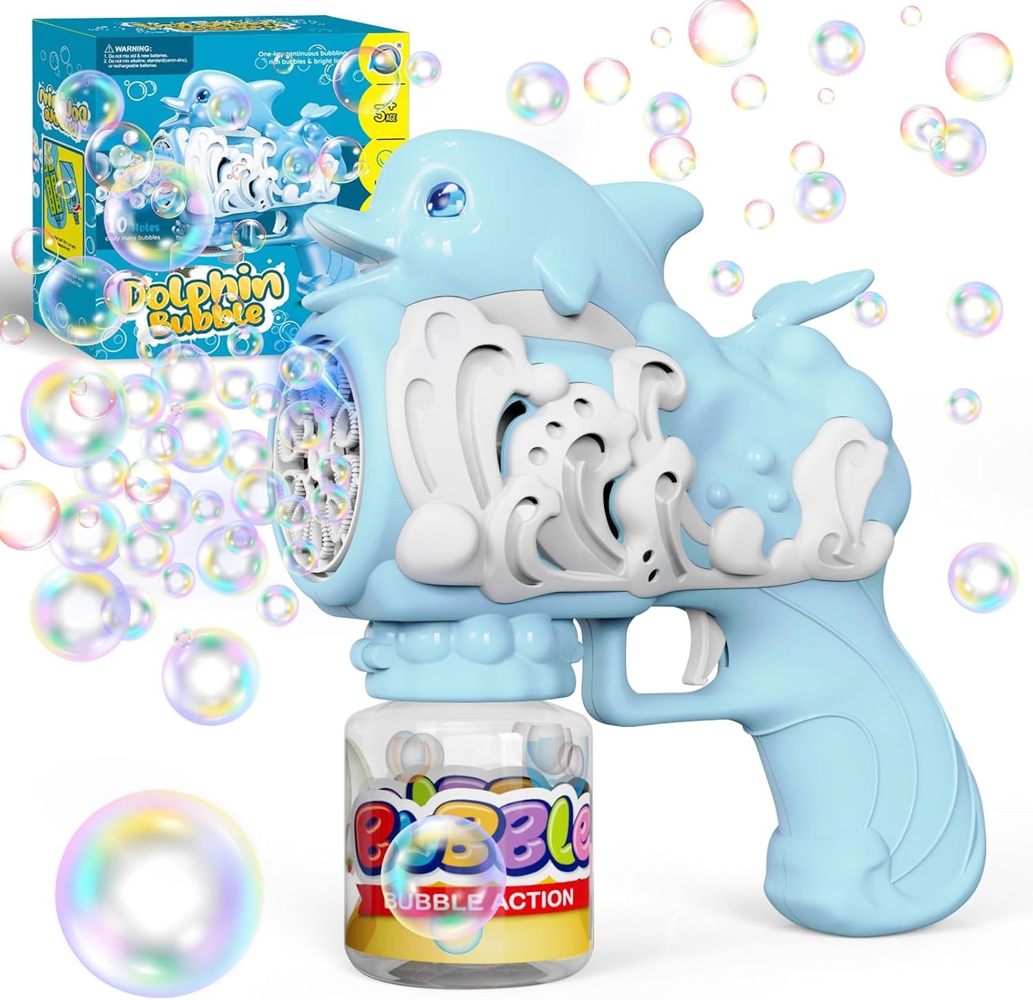 Electric Rechargeable 57-Hole Bubble Gun Blaster – Auto-Water Absorbing Bubble Machine Toy for Kids, Outdoor Parties & Summer Play (Blue/Pink/Yellow)
