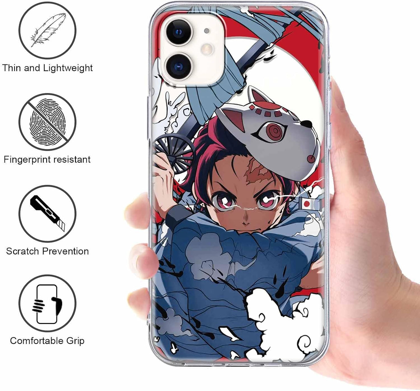 Eouine Case for Apple iPhone 11 Case (6.1 Inches), Soft Transparent TPU Silicone Protective Case with Anime Demon Slayer Tanjirou Nezuko, STO...
